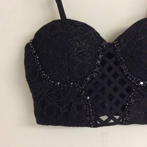 Lace Bustier Top with Lattice Detailing