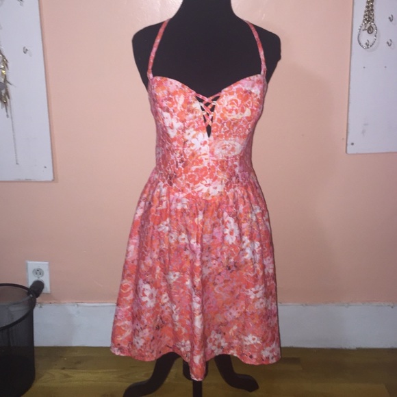NWOT Lacy coral floral summer dress - Picture 1 of 3