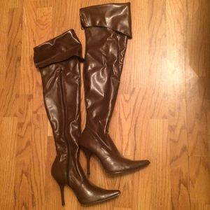 Over the knee brown stiletto boots