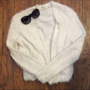 Fuzzy white cardigan