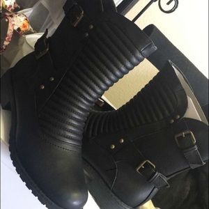 Black combat boots