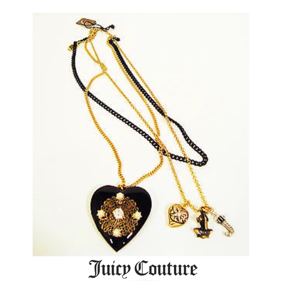 Juicy Couture Black Heart Locket Charm Necklace
