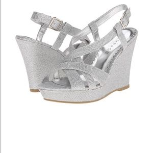 Silver sparkly Rampage strappy wedges