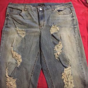 Destroyed denim jeans