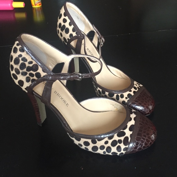 Calf hair brown leopard print pumps NEW
