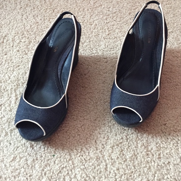 Ann Taylor denim wedge sandals
