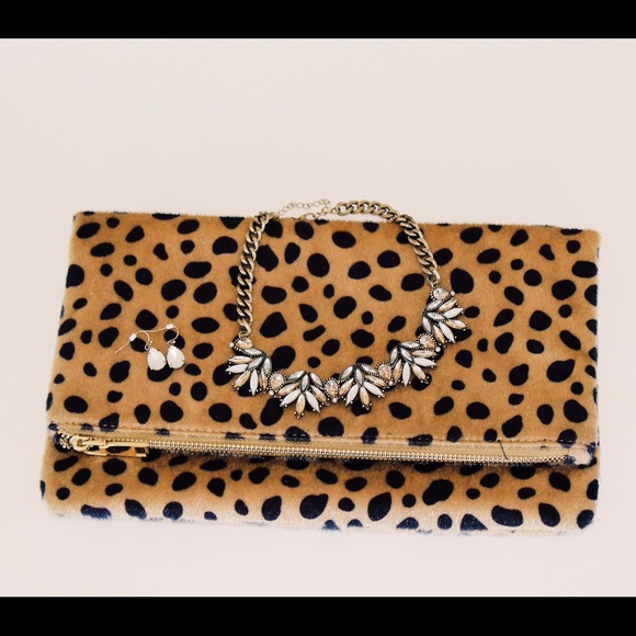 Remi Leopard Fold-over Clutch