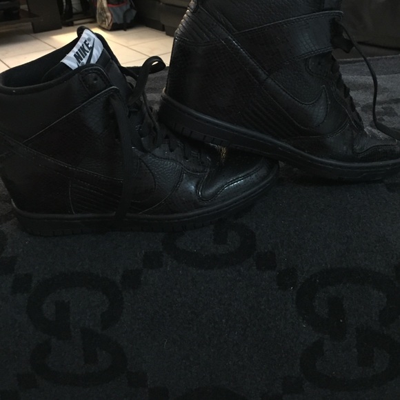 Black snakeskin leather dunks 7
