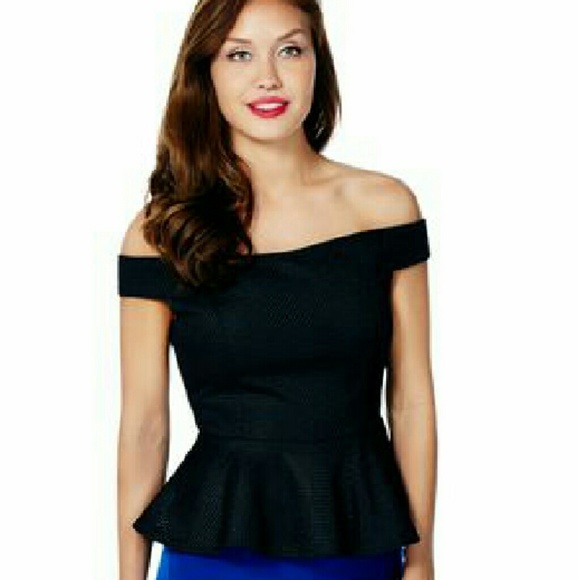 Brand New Black Off shoulder Peplum shirt