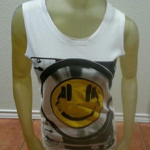 Turntable Dj Happy Face Womens Tank Top 32" chest