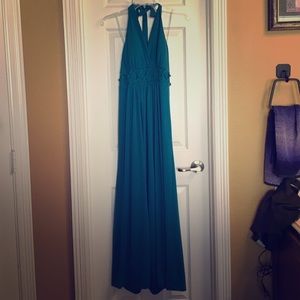 Teal halter style maxi
