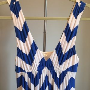 J.Crew blue & white chevron striped maxi dress, S