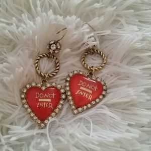 Betsey Johnson Do Not Enter Dangling Earrings