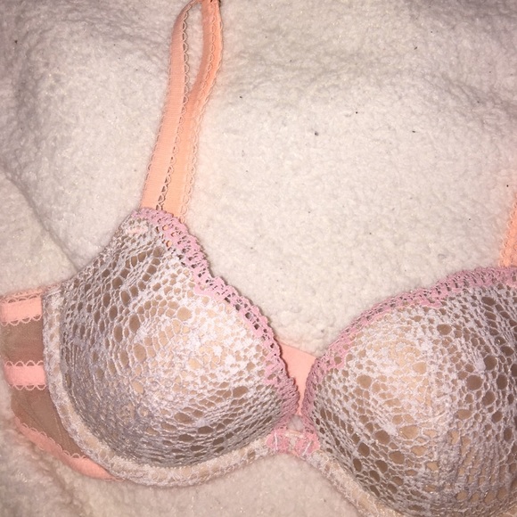 Pink Orange Lace Push Up Demi Victoria Secret