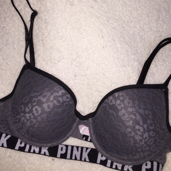 Grey Logo Light Demi Padded Bra PINK