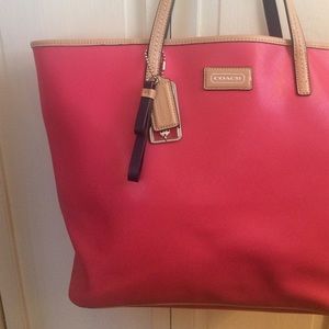 Coach hot pink tote!