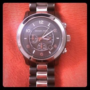 Michal Kors Oversized Black & Stainless Watch