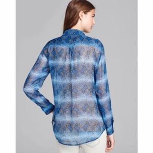 Equipment Sheer Blue Snake print blouse