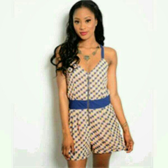 Peach ?? blue romper sz medium