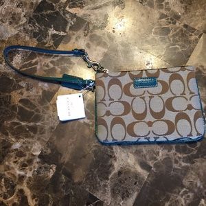 Coach wristlet Khaki/Lagoon