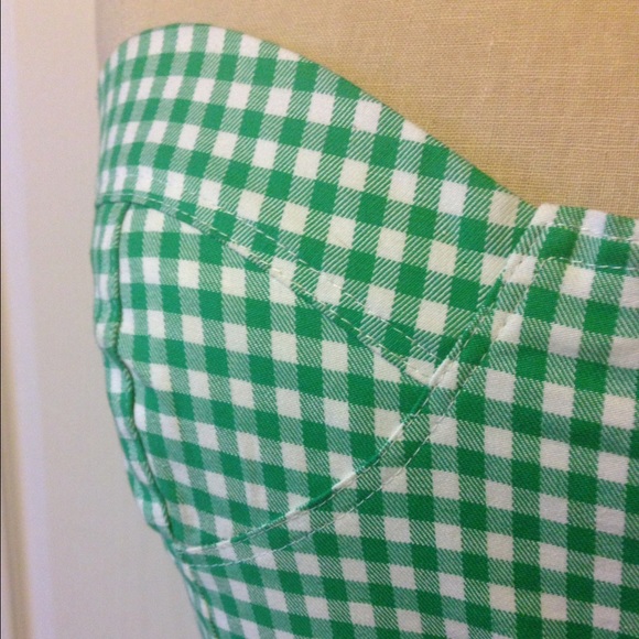 Sweet heart green checkered dress - Picture 2 of 2