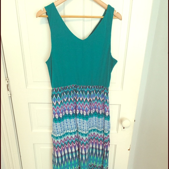 Faded Glory teal print maxi-dress