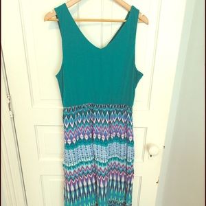 Faded Glory teal print maxi-dress