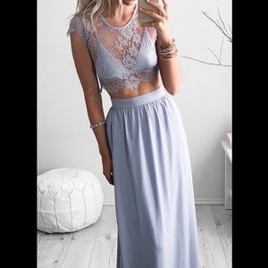 MISS HOLLY two piece blue lavender lace dress
