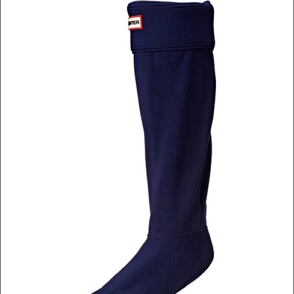 Navy Garter Stitch Hunter Boot Socks; Tall