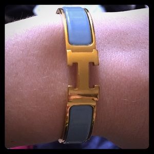 Gold Hermes Narrow Enamel bracelet