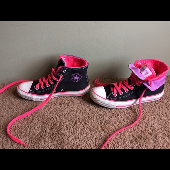 black,pink, & purple converse. size six in women's