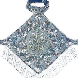 SOLD NEW silver beaded festival halter top