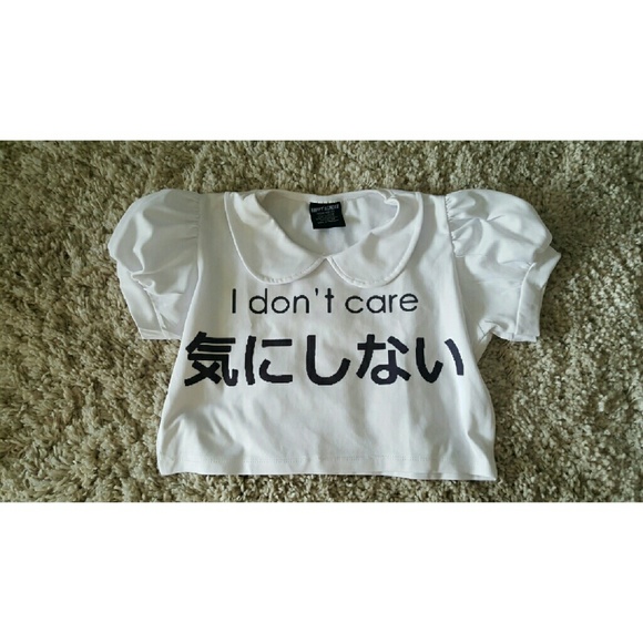 *SOLD*Happy Monday 'I Don't Care' Crop Top