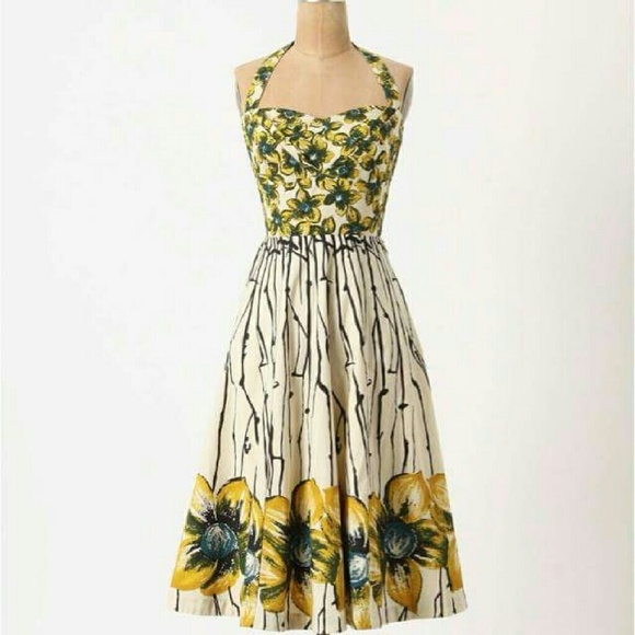 SOLD . ANTHROPOLOGIE . savoy sunflower dress . 0