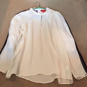 Parker Silk Top with Black Stripe on Sleeves