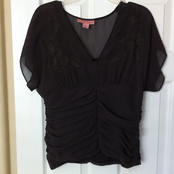 Brown sheer lined Bandolino blouse