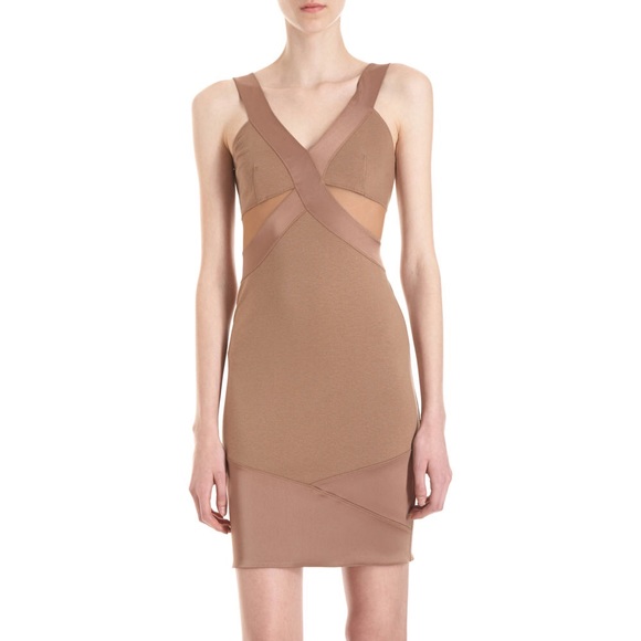 VPL Beige Harness Dress with Mesh Trim