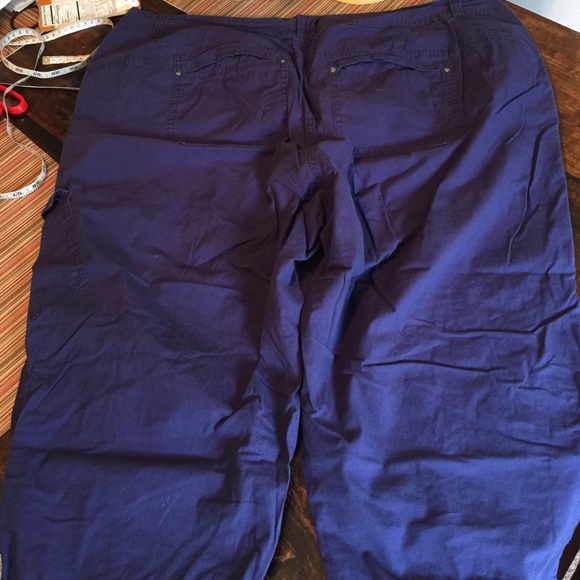 Navy blue cargo style capris