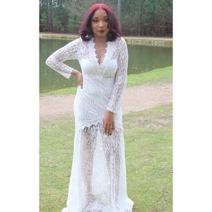 All White Lace Prom Dress/Wedding