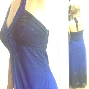 Ombré Blue Formal Halter Dress