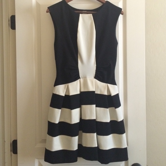 Ava Franco's White and Black Stripe Dress