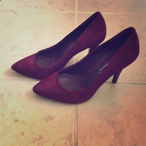 Purple suede pumps