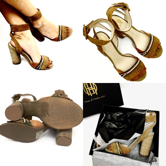 House of Harlow Mindy Cognac Suede Fringe Sandals - Picture 3 of 4
