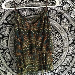 Brown & green flow tank top