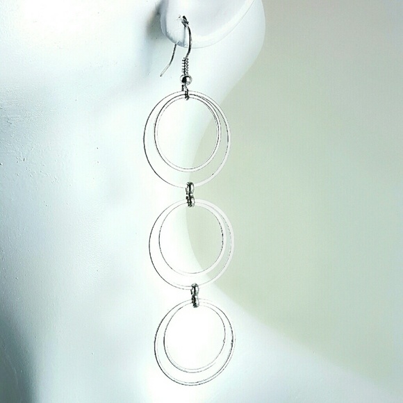 3 Ringed Earrings / Silver - Picture 2 of 3