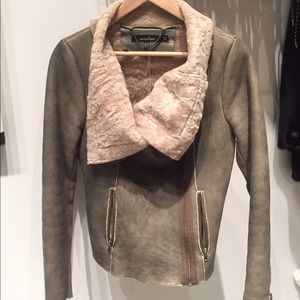Muubaa Grey Bronson Cowl Sheepskin Jacket