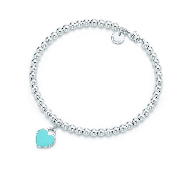 Tiffany & Co Bead Bracelet w/ blue heart -like new