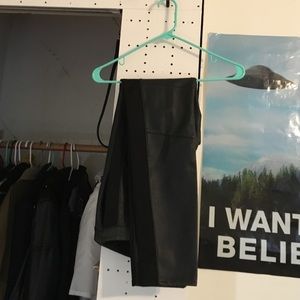 SOLD Faux leather Pants with a mesh tuxedo stripe