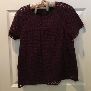 Plum eyelet blouse