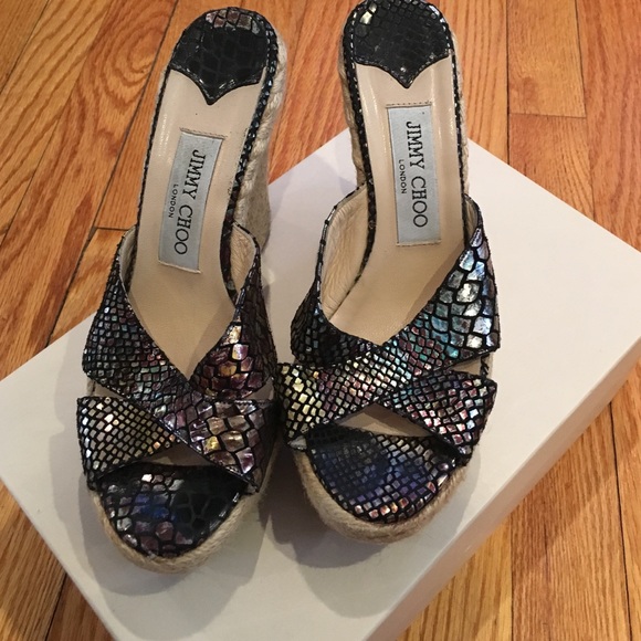 Jimmy Choo Phyliss Iridescent wedges in 7